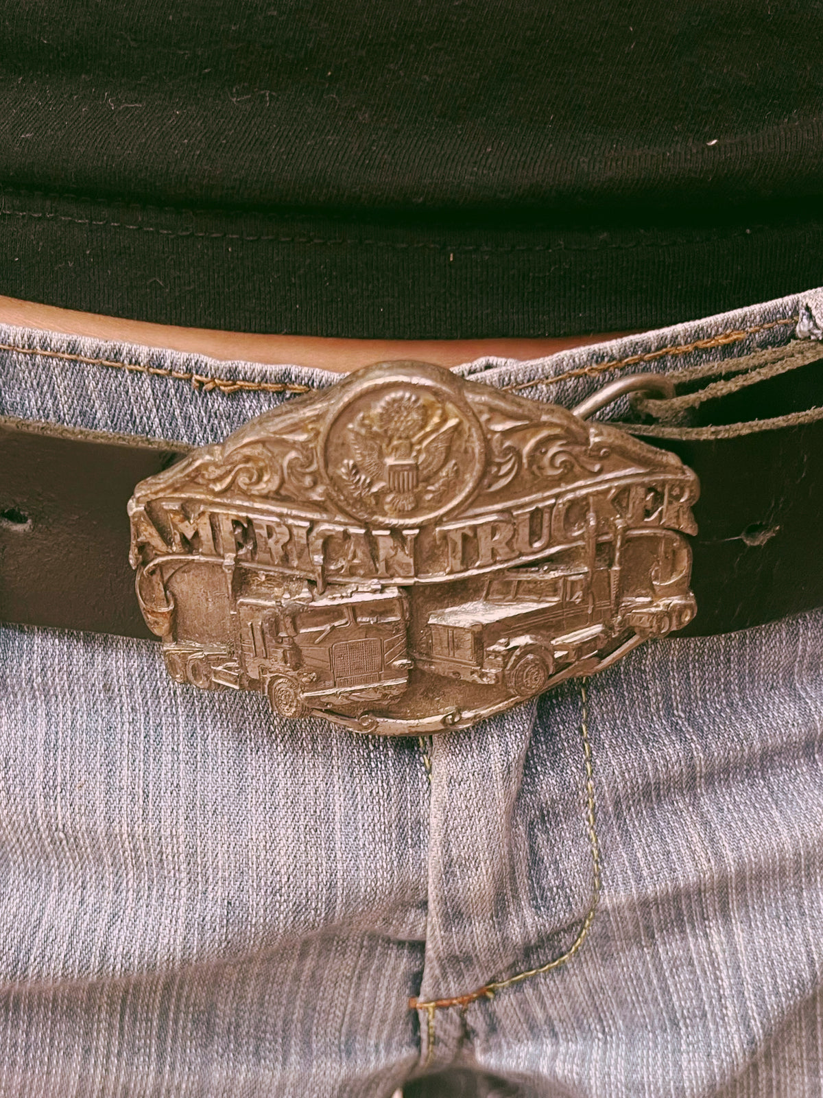I’d Rather Be Trucking Vintage 1986 Belt Buckle