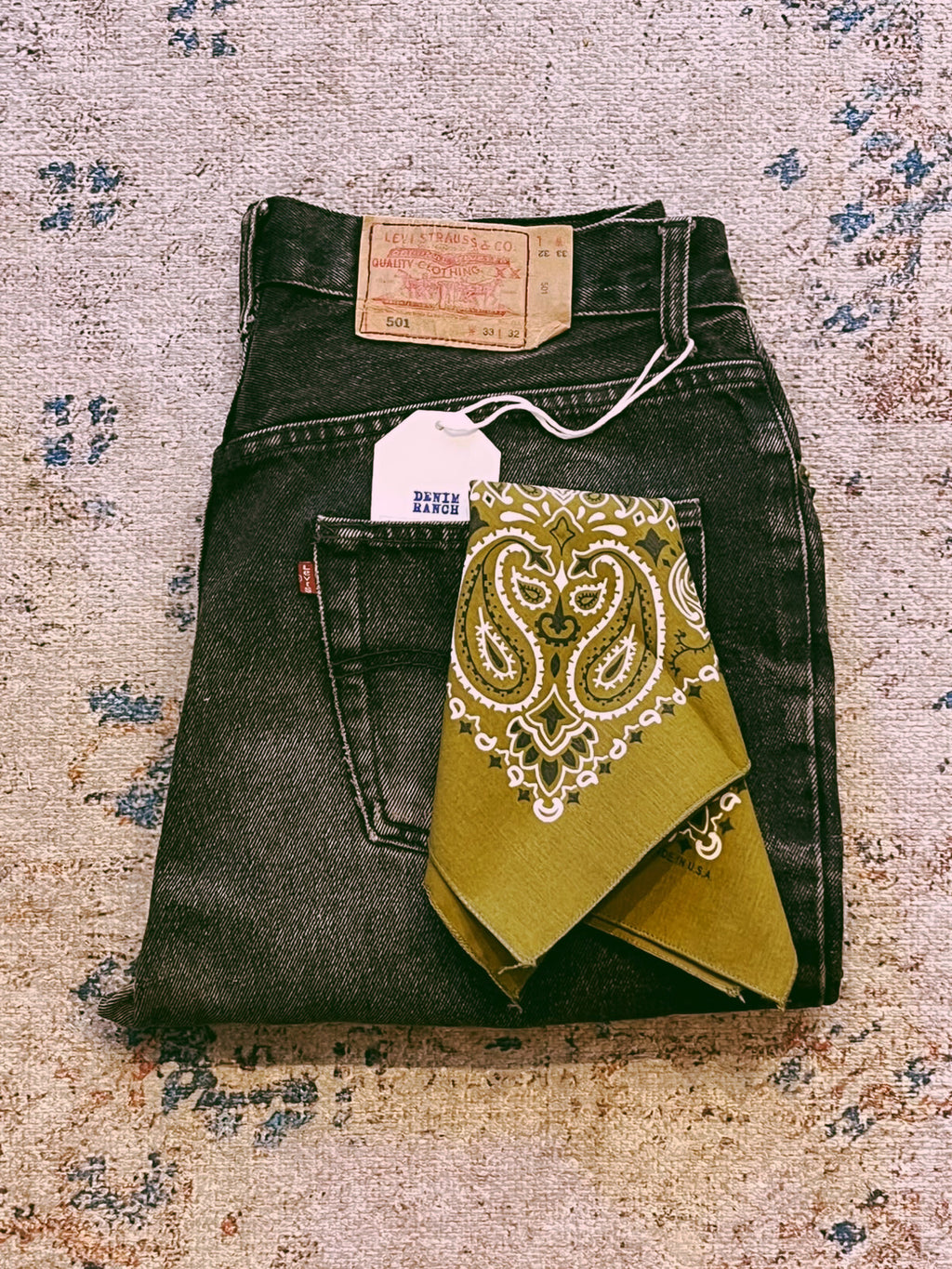 Vintage Paisley Bandana | Olive Green