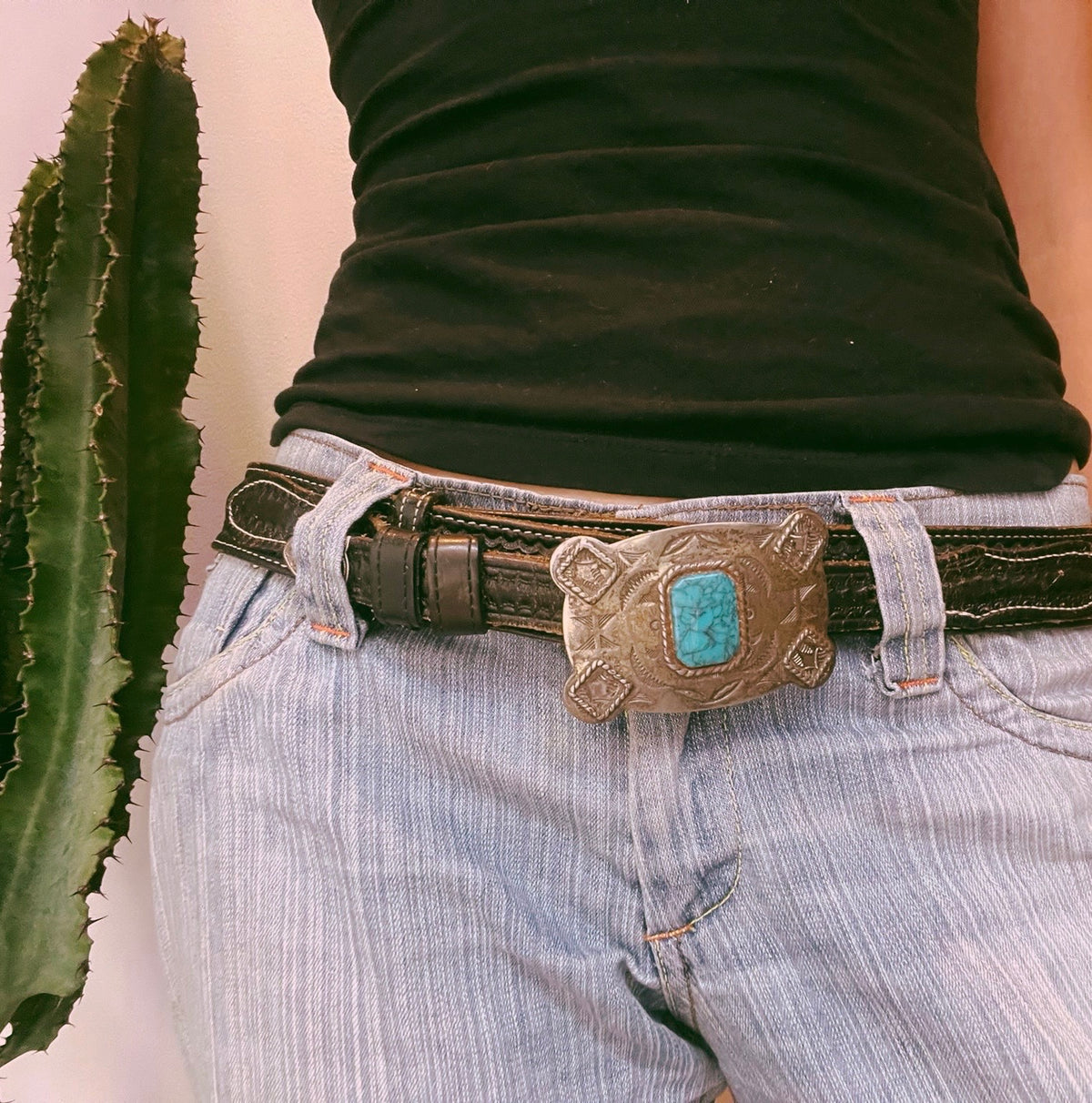 1950's Vintage Sanford Turquoise Belt Buckle